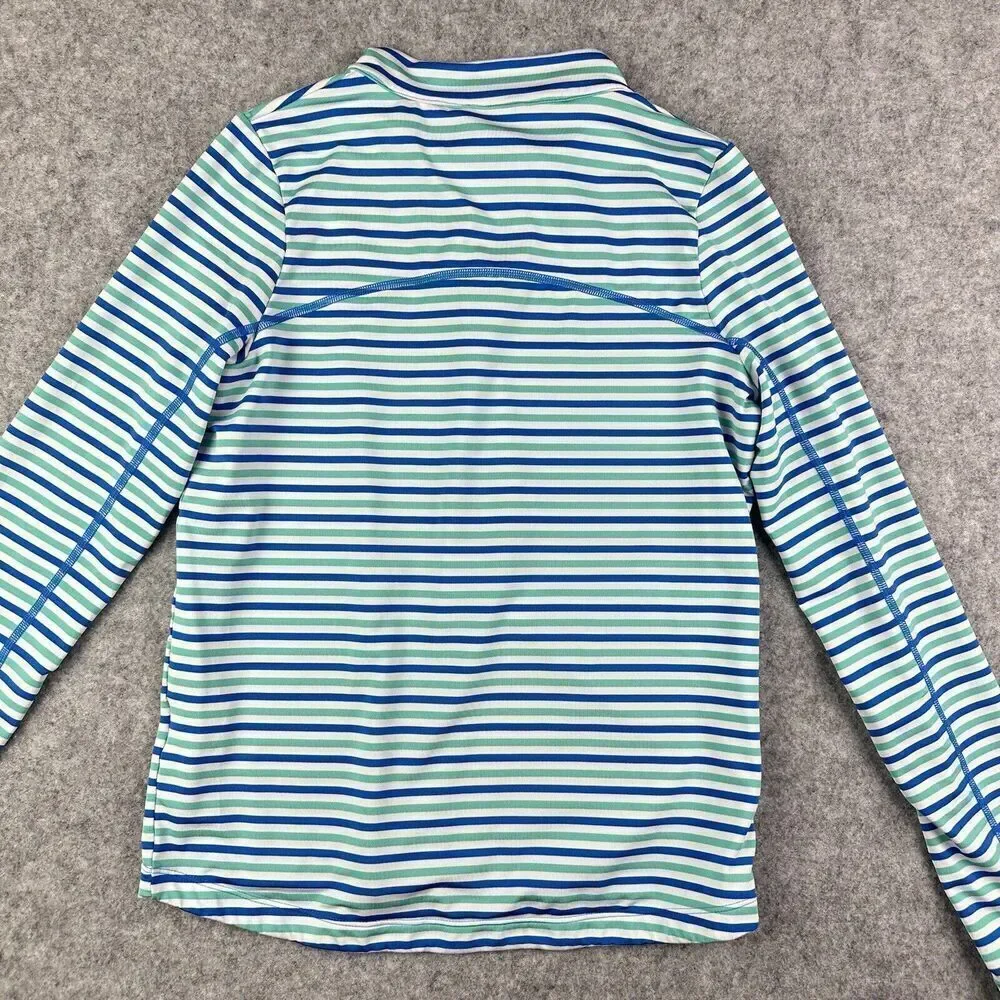 Coolibar Turtle Bay Swim Jacket Youth L Blue Green Striped Full Zip UPF 50+